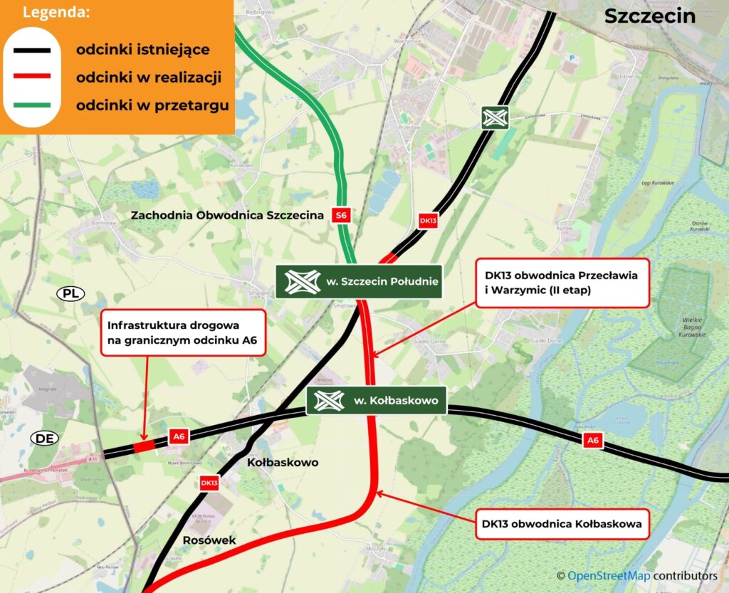 Mapa inwestycji DK13/A6